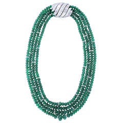 Striking DAVID WEBB Emerald and Diamond Necklace at 1stDibs