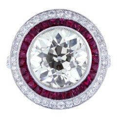 4.89ct Old European Cut DIamond 
Ruby Ring