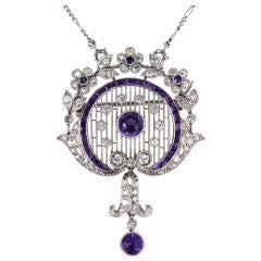 Beautiful Edwardiam Diamond & Amethyst Necklace