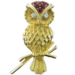 TIFFANY & Co. Gold Owl Pin