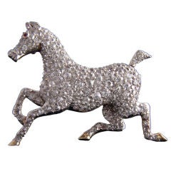 Elegant Edwardian Diamond Horse Pin