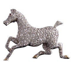 Vintage Elegant Edwardian Diamond Horse Pin