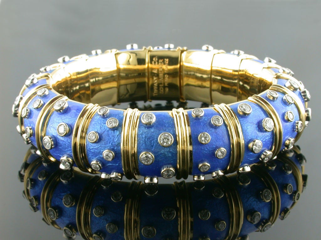 SCHLUMBERGER Enamel and Diamond Bangle
