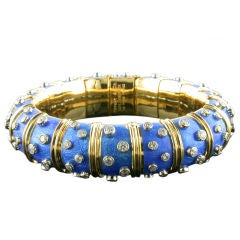 SCHLUMBERGER Enamel and Diamond Bangle