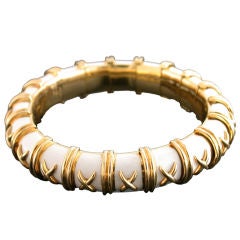 TIFFANY & Co. SCHLUMBERGER White Enamel Gold Bangle Bracelet