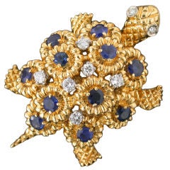 TIFFANY & CO Sapphire & Diamond Turtle Pin