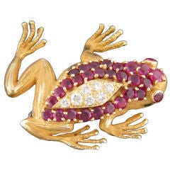 VAN CLEEF & ARPELS Ruby & Diamond Frog Pin