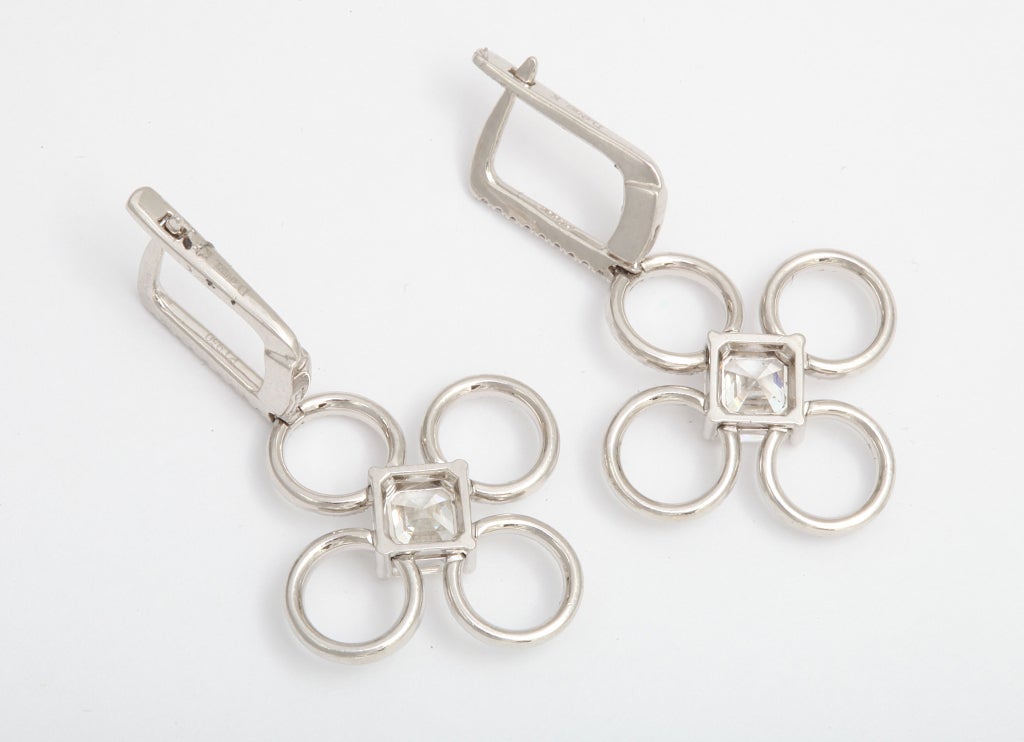 Daniel K Diamond Platinum Clover Earrings