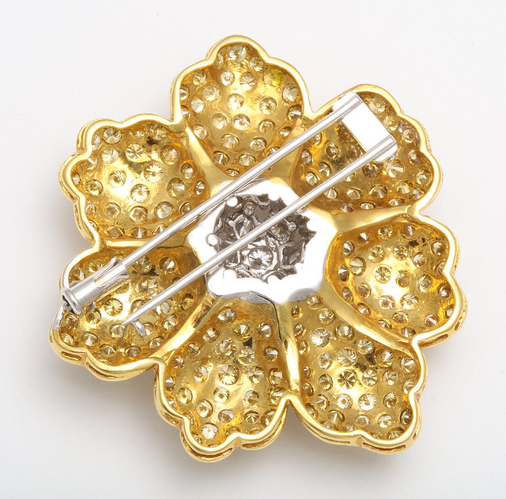 Contemporary Diamond Flower Brooch