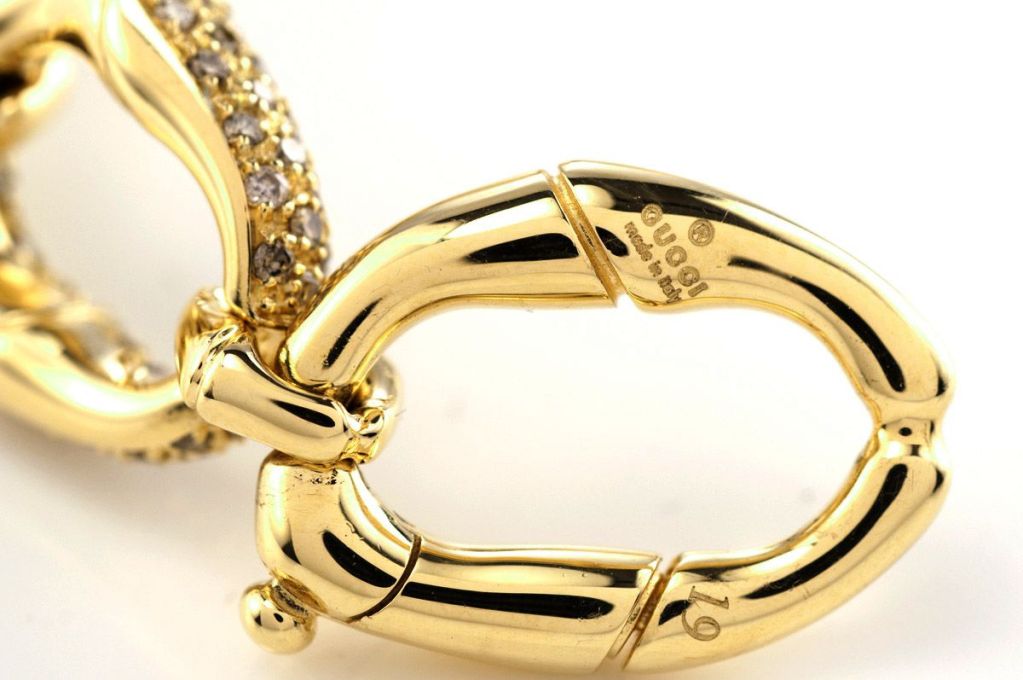 Contemporary GUCCI  Gold Diamond Bamboo Bracelet