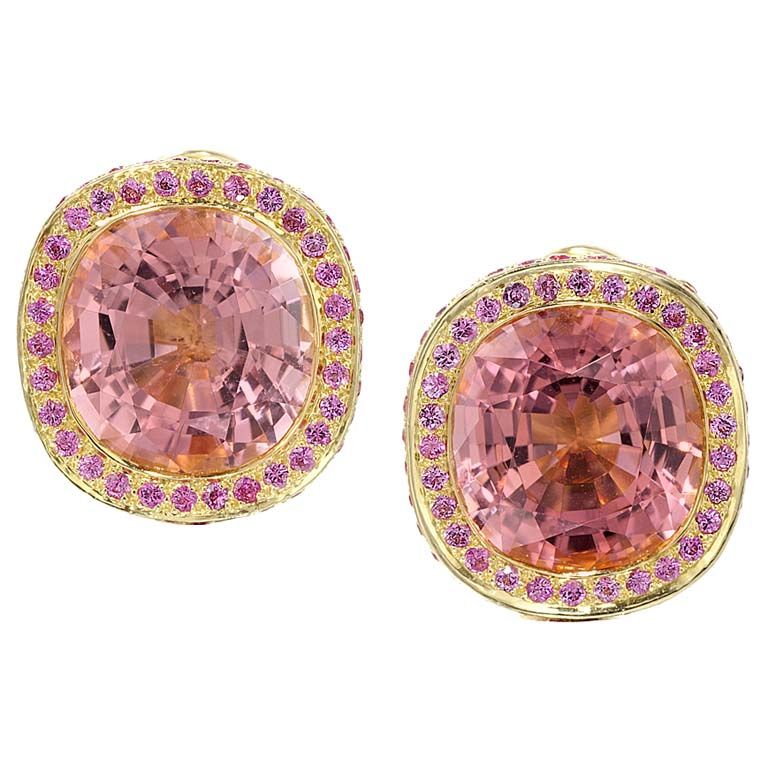 LAURA MUNDER  Pink Tourmaline Earrings For Sale