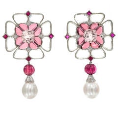 LAURA MUNDER  Stunning Tourmaline and Pearl  Earrings