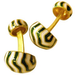 VAN CLEEF 
ARPELS Enameled Gold Cufflinks
