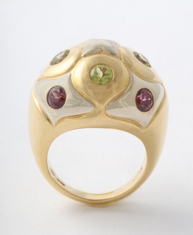 BULGARI Gold Ring with Pink and Green Tourmaline For Sale at 1stdibs