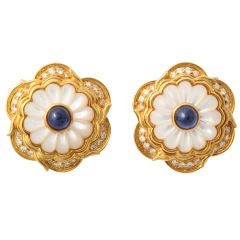 HARRY WINSTON Earrings 18KT Pearl Diamond and Sapphire