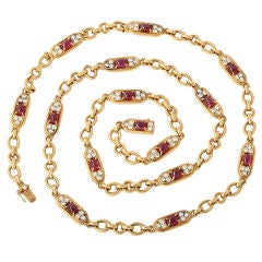 VAN CLEEF & ARPELS Cabochon Ruby and Diamond Chain