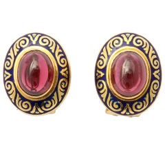 H. STERN Gold Earrings with Garnet