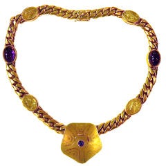 BULGARI Carved Citrine Amethyst and Quartz Necklace
