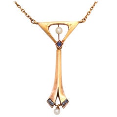 THEODORE FAHRNER Art Nouveau Gold Pendant Necklace