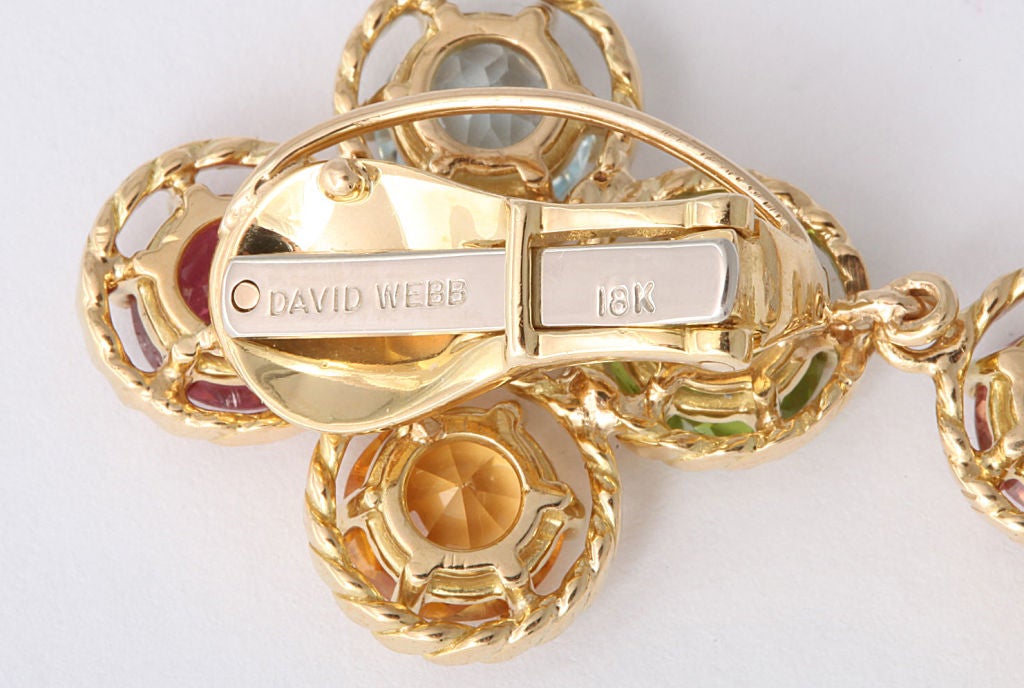 Women's DAVID WEBB Gold Multi-Colored Gem Earrings