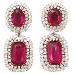 Spectacular DAVID WEBB Platinum Rubelite Diamond Earrings