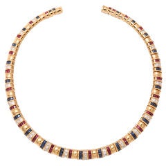 VAN CLEEF & ARPELS Gold Diamond, Ruby, Sapphire Necklace