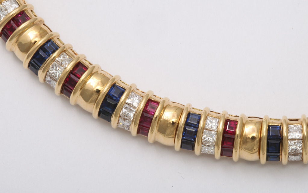 Women's VAN CLEEF & ARPELS Gold Diamond, Ruby, Sapphire Necklace