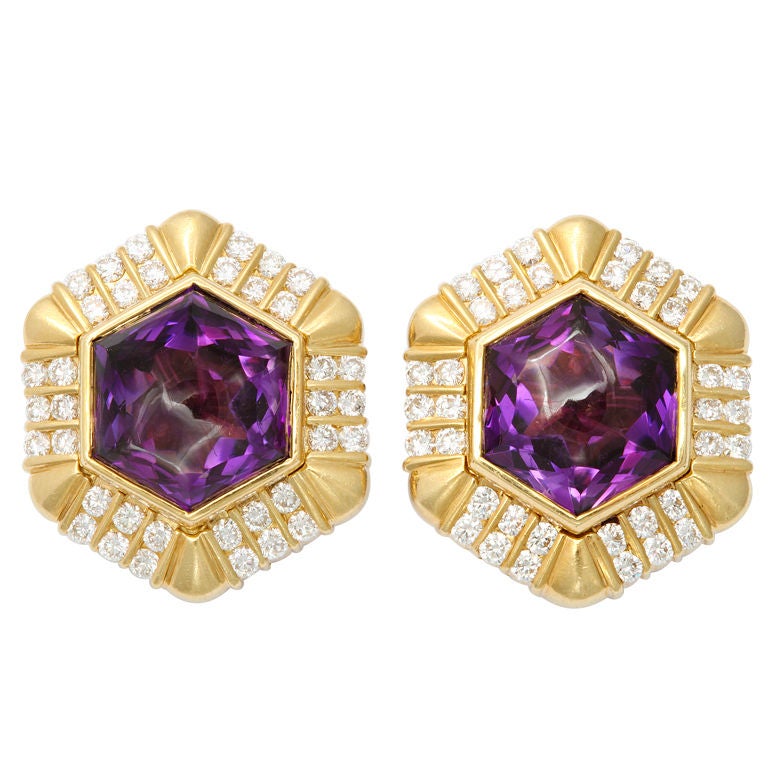 Cartier Amethyst and Diamond Ear Clips