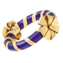 TIFFANY & CO. Gold and Enamel Ribbon Bracelet 9