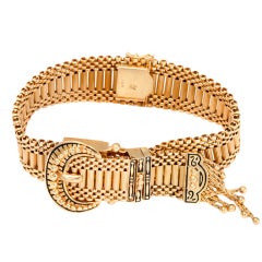 Montre-bracelet à franges en or émaillé de style victorien des années 1940
