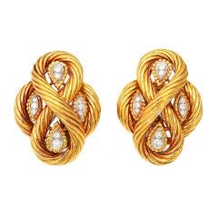 VAN CLEEF & ARPELS Gold and Diamond Ear Clips