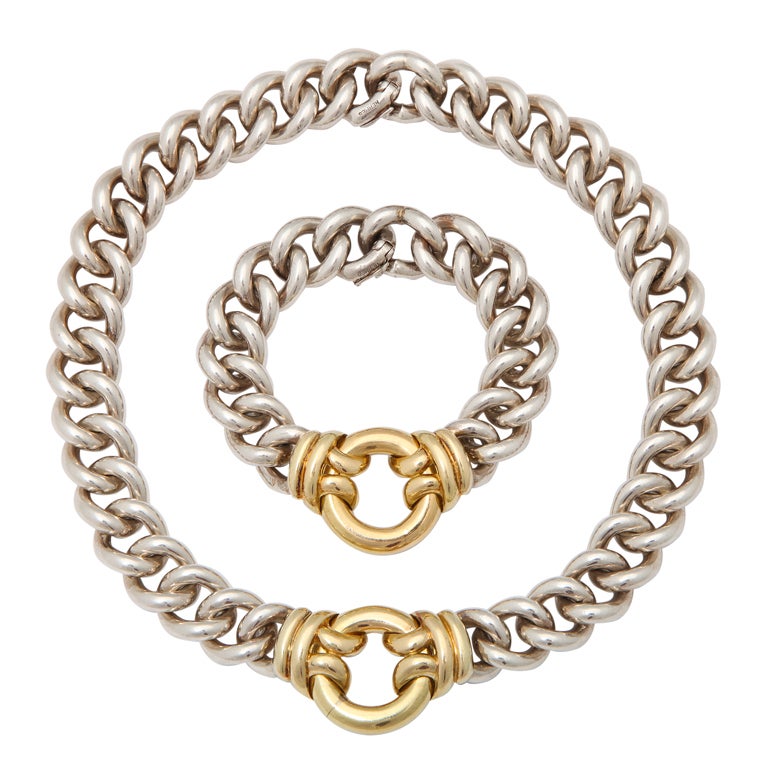 Hermes-Paris Gold and Silver Necklace and Bracelet