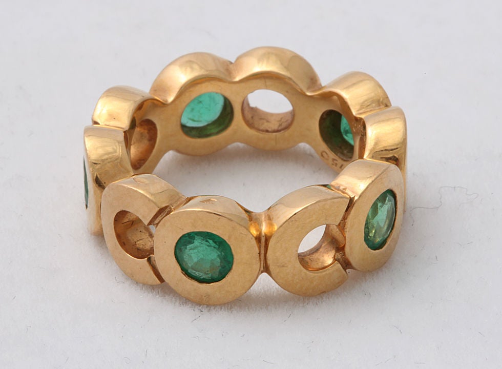 Emerald Eternity Ring Chanel Set Full Hoop Wedding Band 14k 14ct Gold  Size O5  75  Addys Vintage
