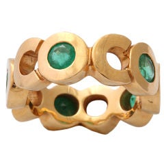 CHANEL Emerald and 18KT Gold “Coco” Ring