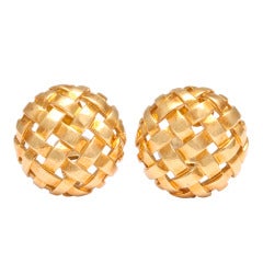 Tiffany Gold Basket Weave Earclips