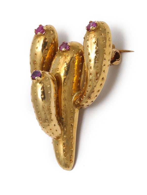 1970s Tiffany Gold and Ruby Brooch