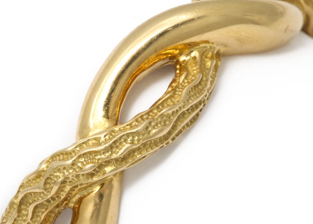 Tiffany & Co. Polished and Textured Gold Bangle In Excellent Condition In New York, NY