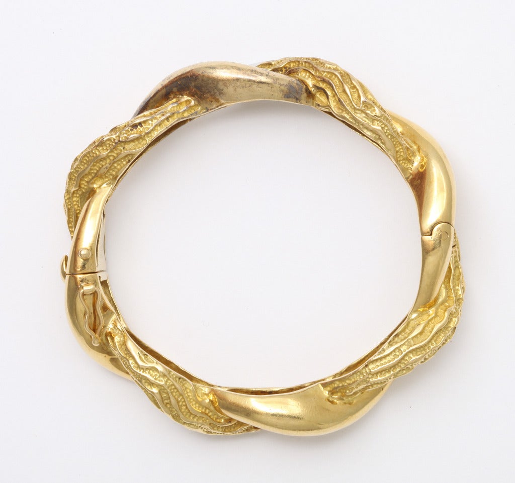 Women's Tiffany & Co. Polished and Textured Gold Bangle