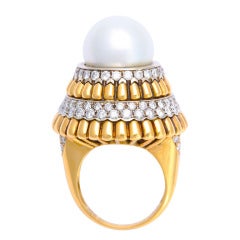 1960s Van Cleef & Arpels Pearl and Diamond Ring 10