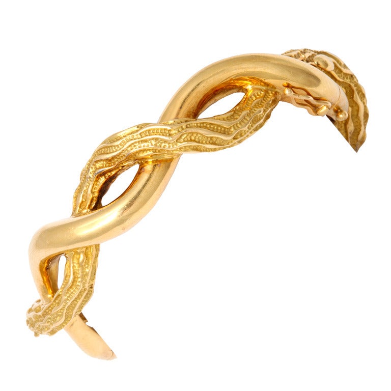 Tiffany & Co. Polished and Textured Gold Bangle