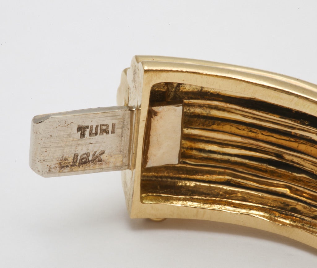 Turi Gold Earclips and Bracelet Carved Black Jade 2