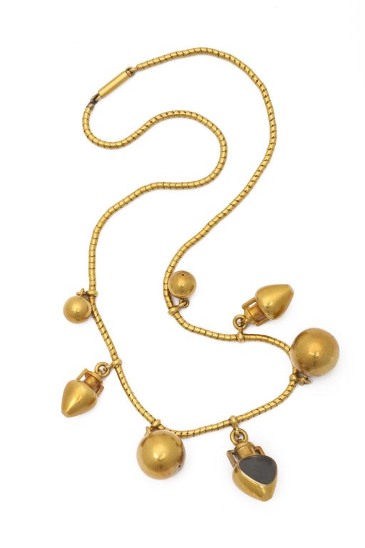 Women's Victorian Etruscan Revival Gold Amphora Necklace