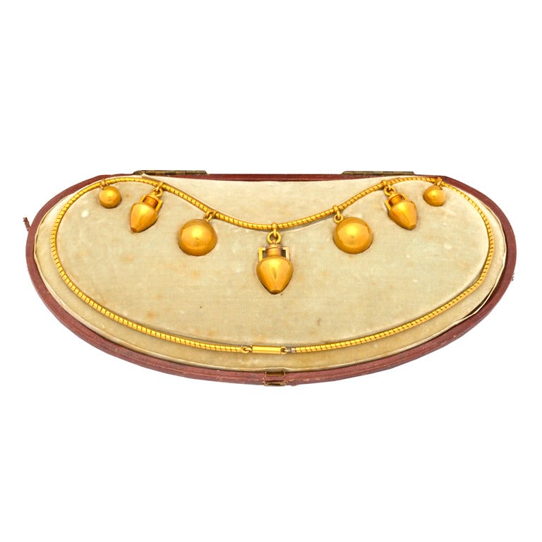 Victorian Etruscan Revival Gold Amphora Necklace