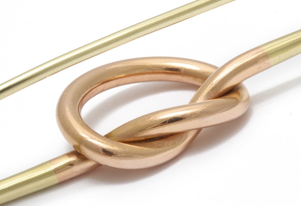 1940s Cartier Two-Tone Gold Friendship Knot Scarf Pin