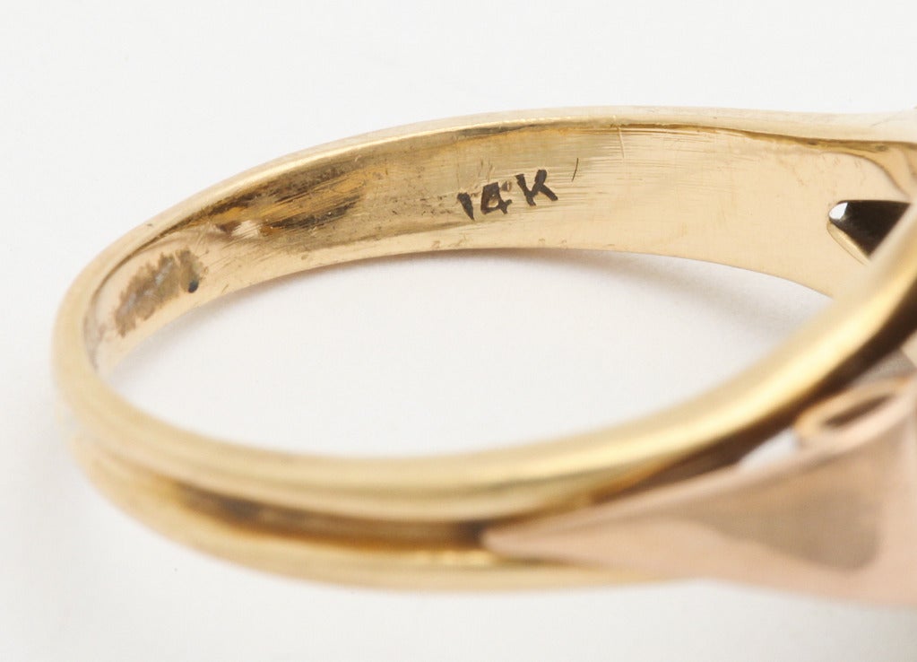 1940s Ruby Diamond Gold Cornucopia Ring 1