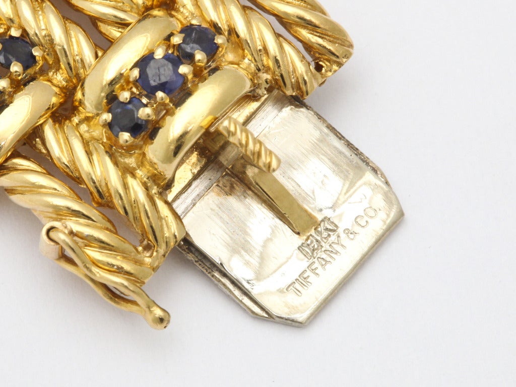 1960s Tiffany Sapphire and Gold Rope Bracelet In Excellent Condition In New York, NY