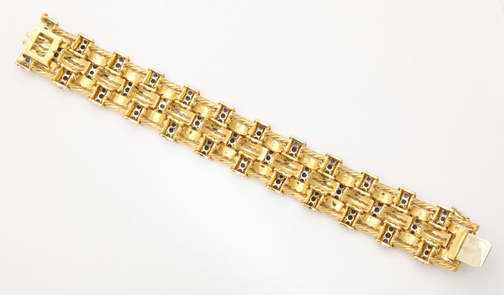 1960s Tiffany Sapphire and Gold Rope Bracelet 1