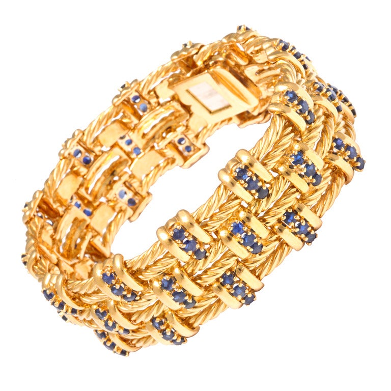 1960s Tiffany Sapphire and Gold Rope Bracelet