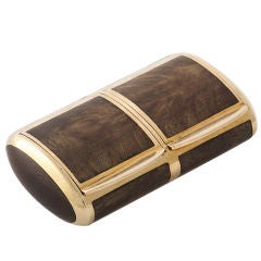 Elegant 18KT Gold Double Pillbox With Wood Inlay