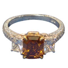 1.43ct Fancy deep brownish yellowish orange diamond ring